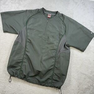 Nike Pullover Mens Large Green 1/4 Zip Coach Windbreaker Baseball Pullover